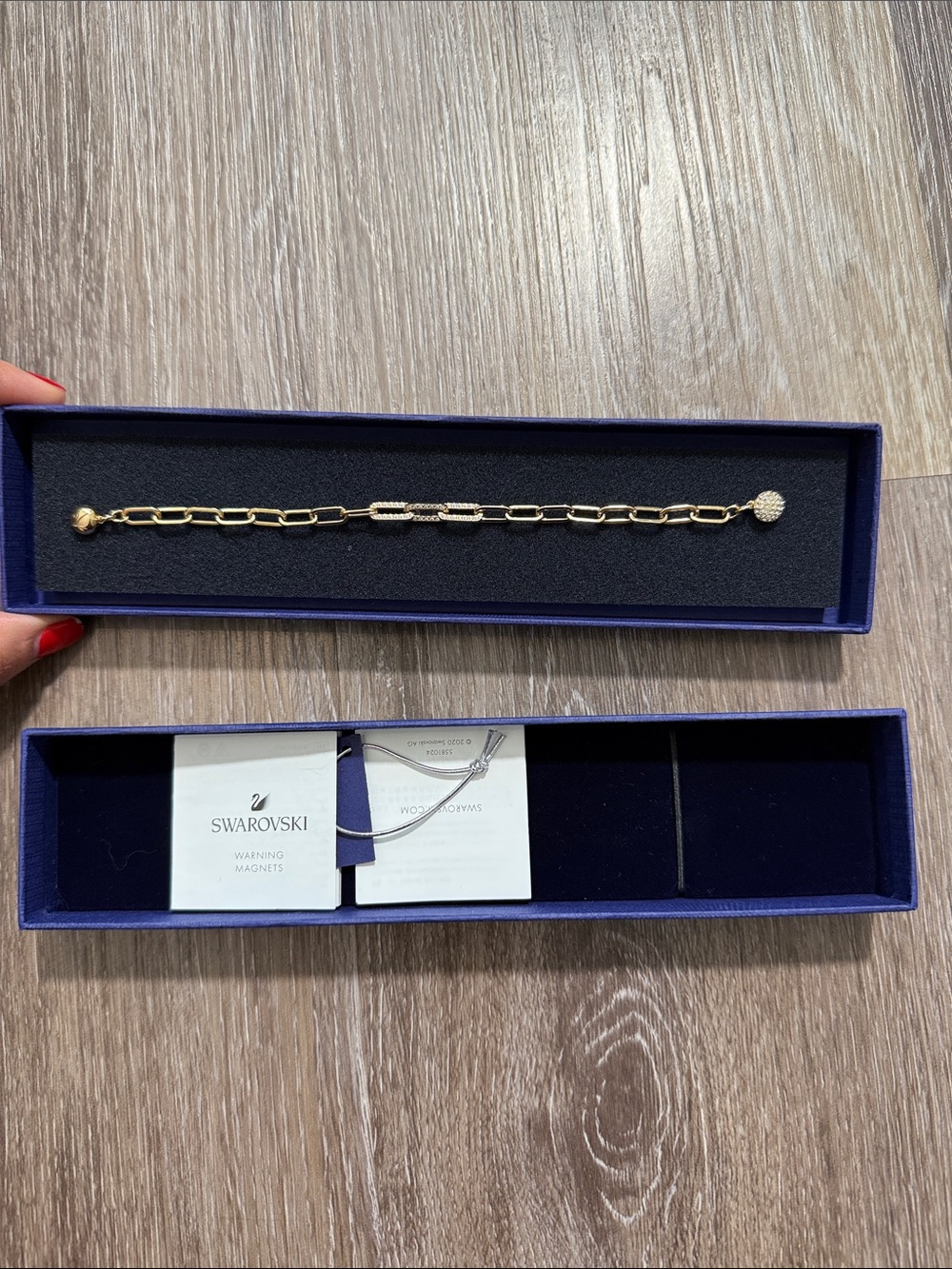 NWT Swarovski Gold-Tone Paperclip Bracelet